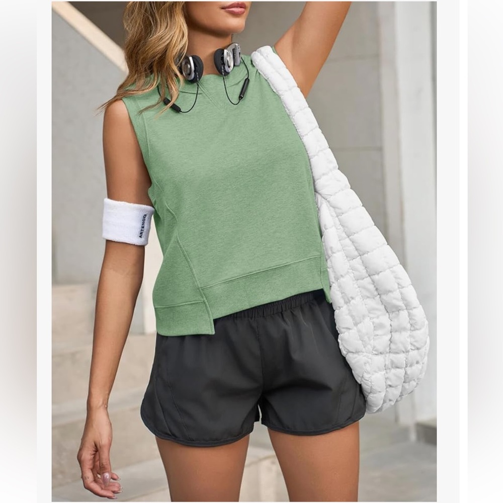 Green Sleeveless Sweatshirt